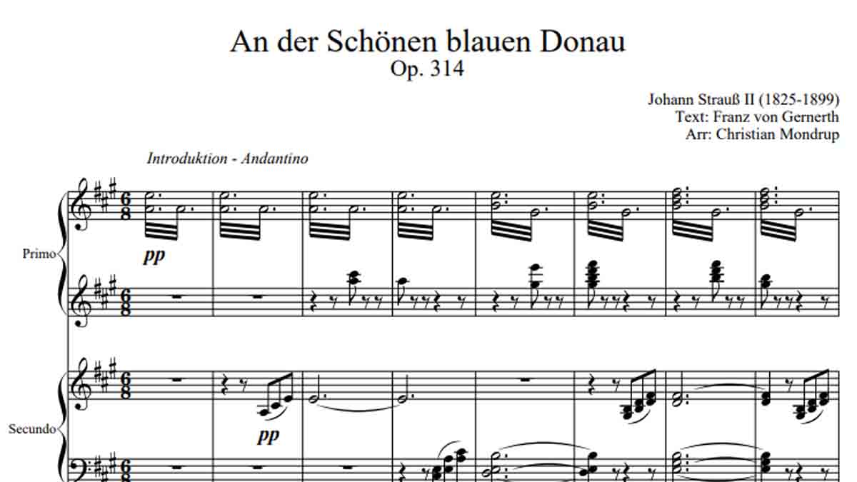 El Danubio Azul 4 manos Partitura para Piano en PDF