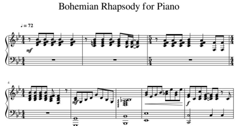 Bohemian Rhapsody | Partitura para Piano en PDF